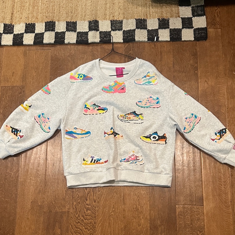 QOS Colorful Sneaker XS Sweatshirt NWOT